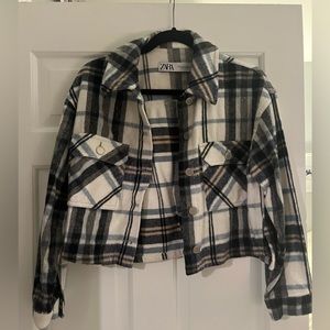 Zara Cropped Flannel Jacket